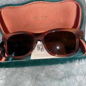 NWT Unisex 100% Authentic Gucci 55MM Havana Square Sunglasses